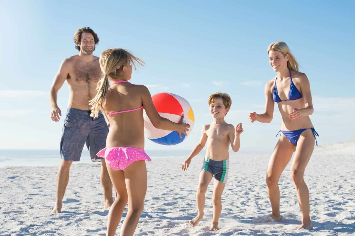 British family enjoying Spanish beach