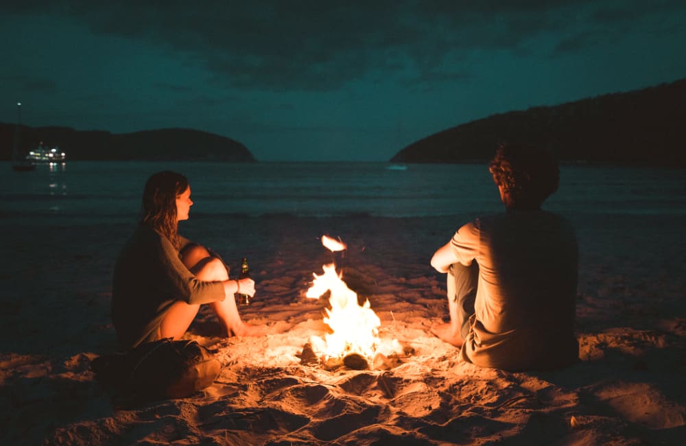 beach campfire Tasmania Australia