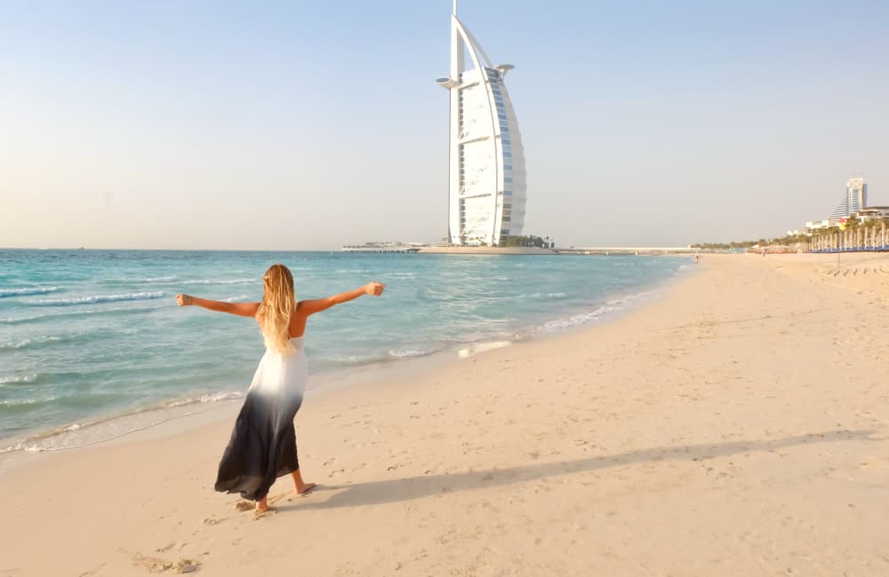 woman on beach in Dubai