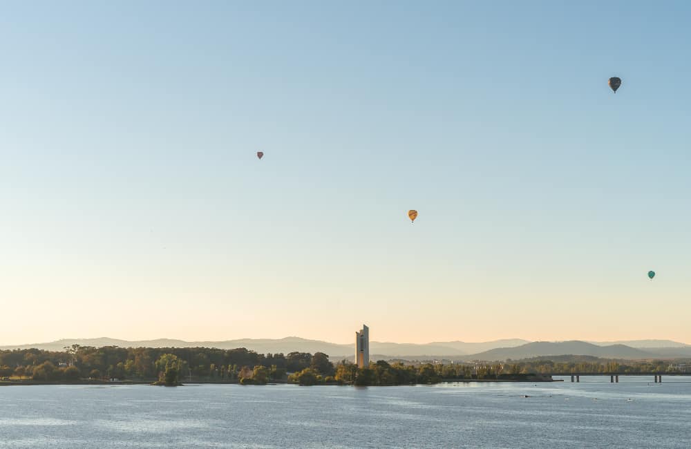Hot air balloons over Canberra