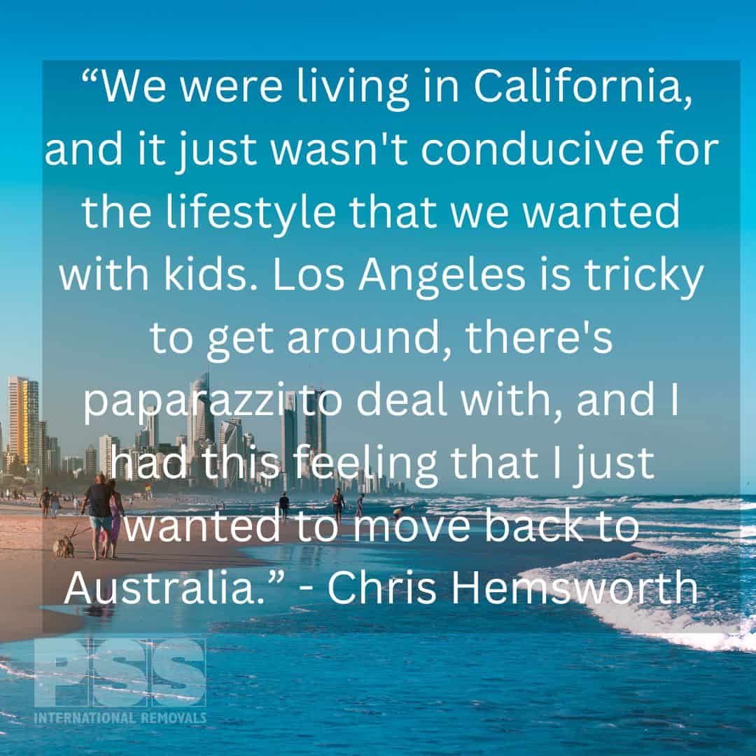 Chris Hemsworth Quote on moving back to Australia